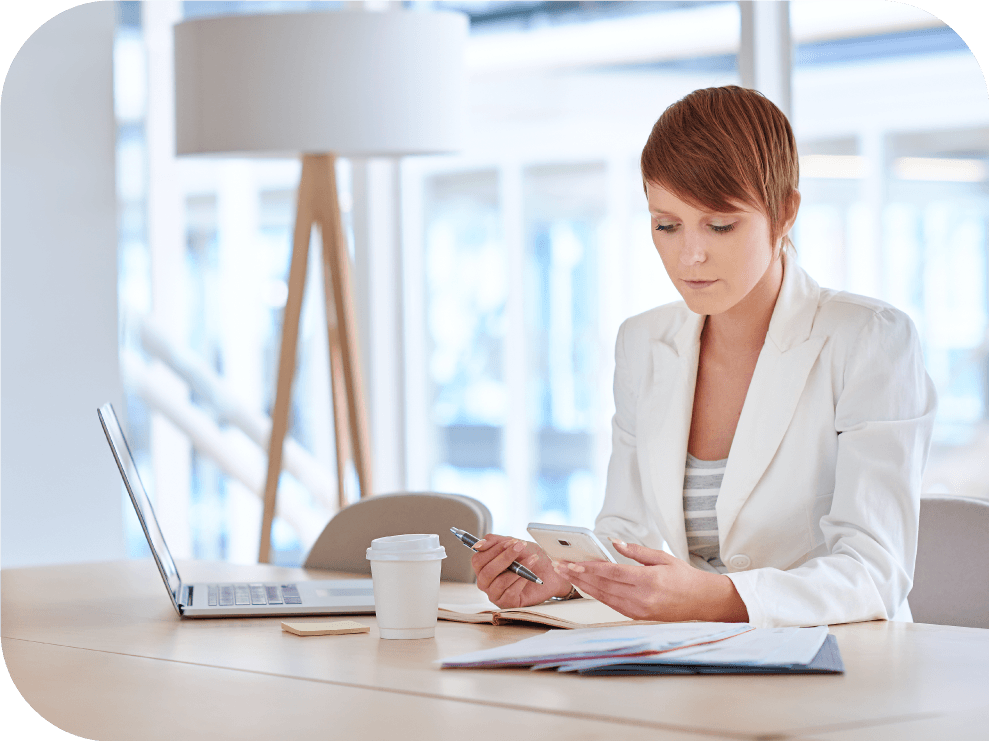 Business woman texting