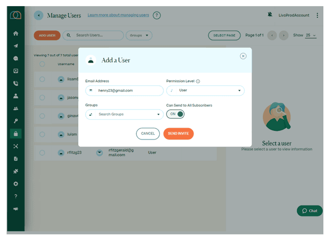 sms admin add user screenshot