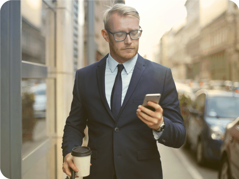 Man receiving an automated text message