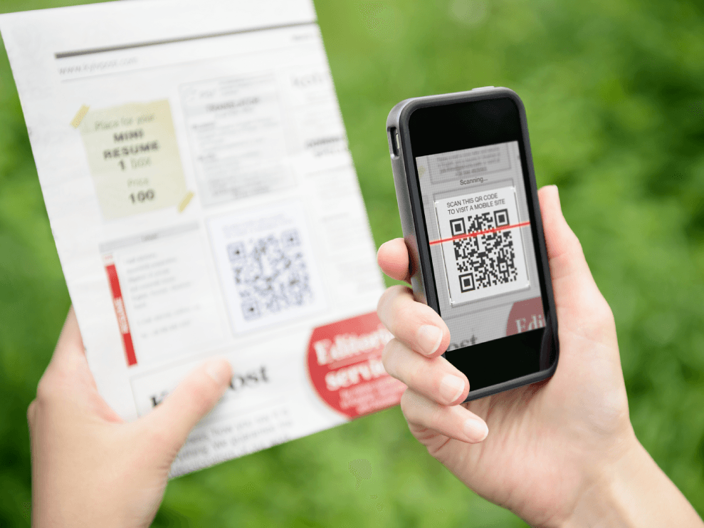 person scanning qr code