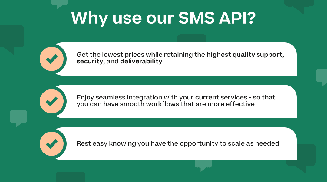 Attractive  graphic out of entire section at “Why use our SMS API?