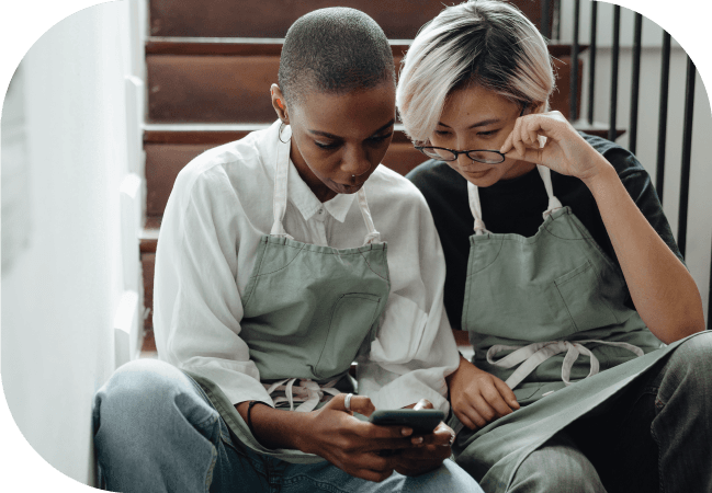 Business employees use SMS opt in on their mobile device