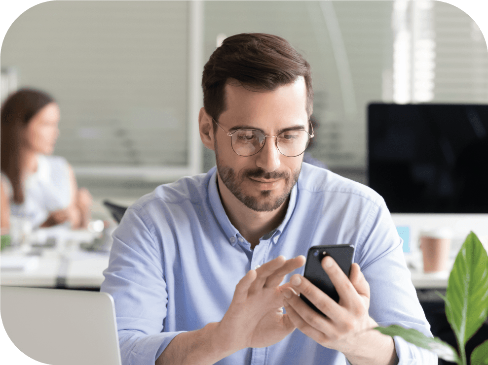 Business professional uses SMS opt in on mobile device